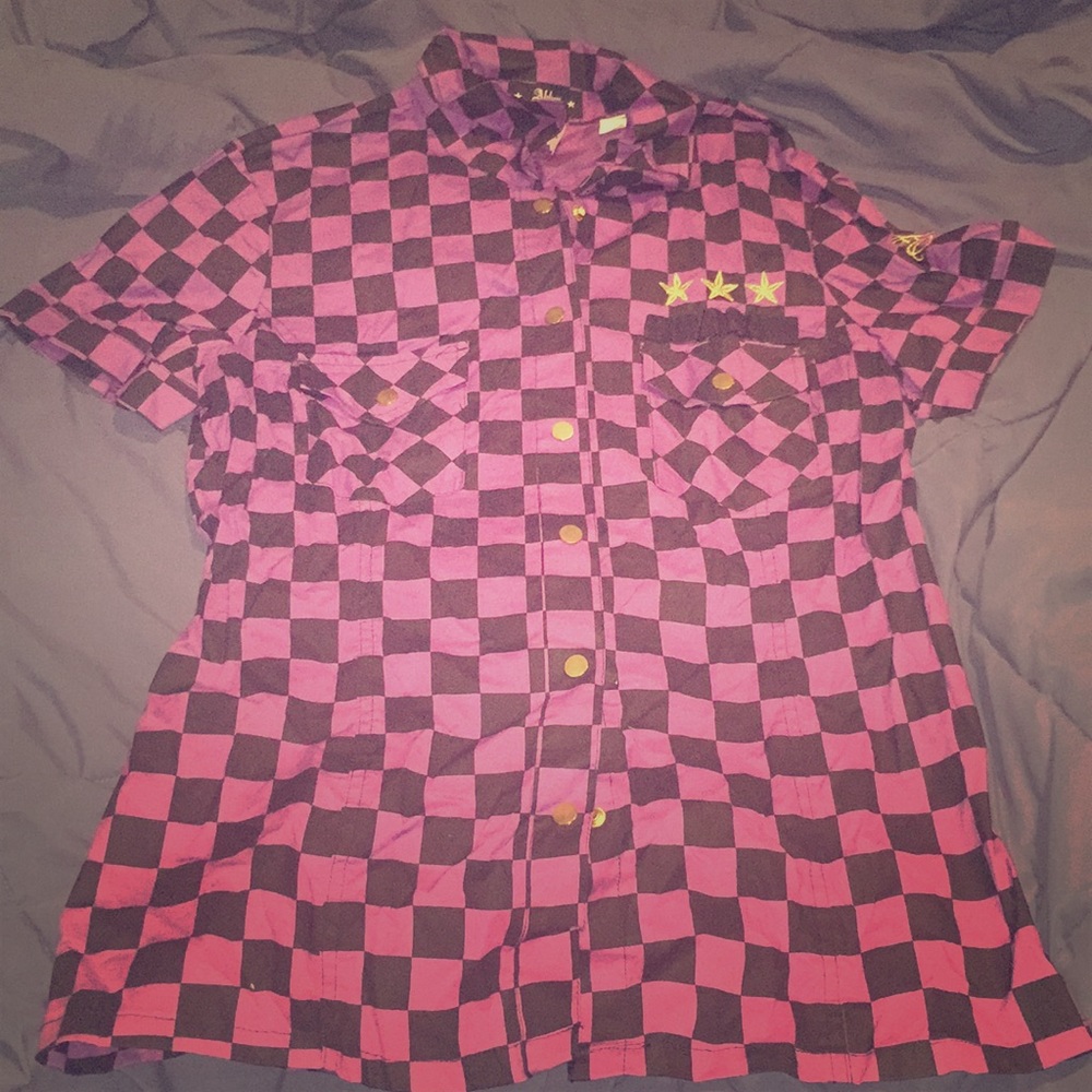 RARE abbey dawn purple checkered button down